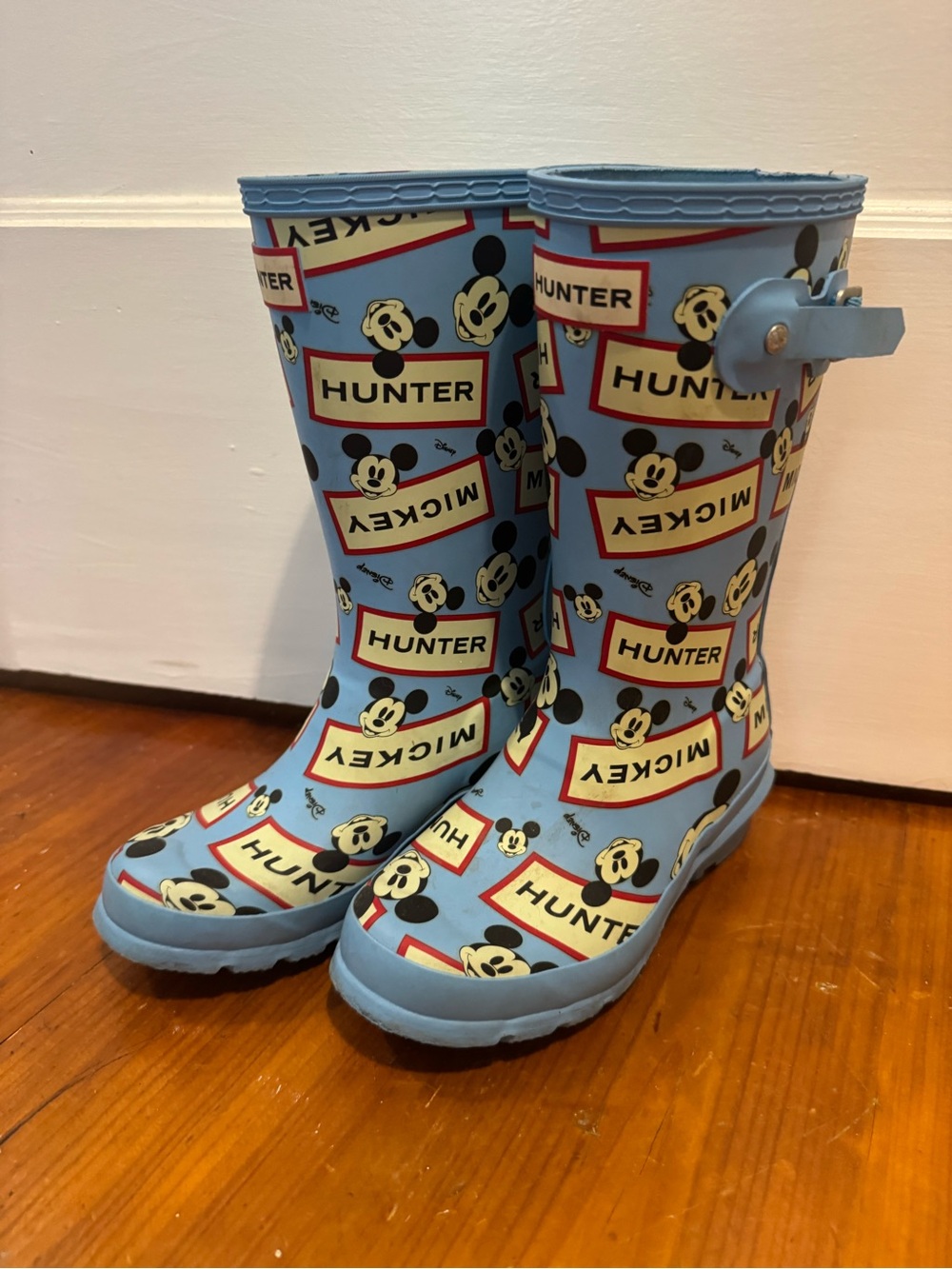 Hunter Kids Light Blue Mickey Mouse Rain Boots